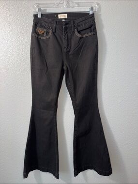 Shyanne  Black Flare Western  Jeans - Women's Stylish High-Rise Flared Denim